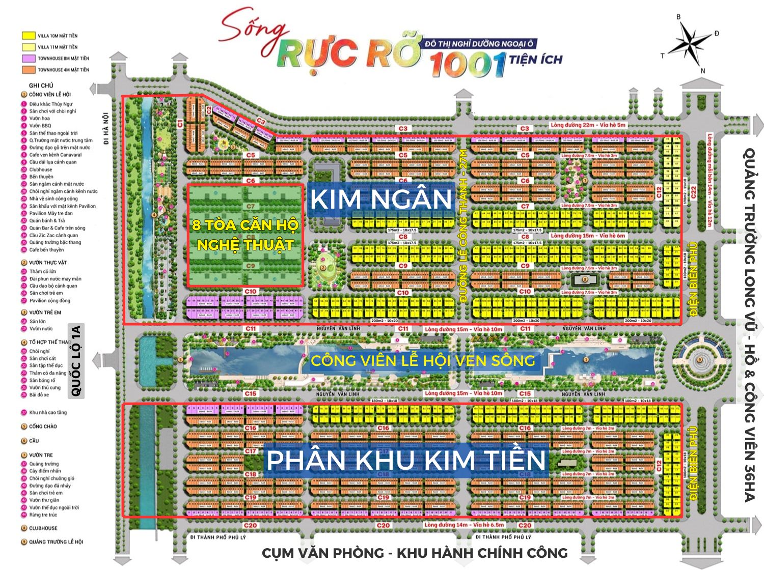 mặt bằng phân khu Kim Ngân, Kim Tiền Sun Urban City